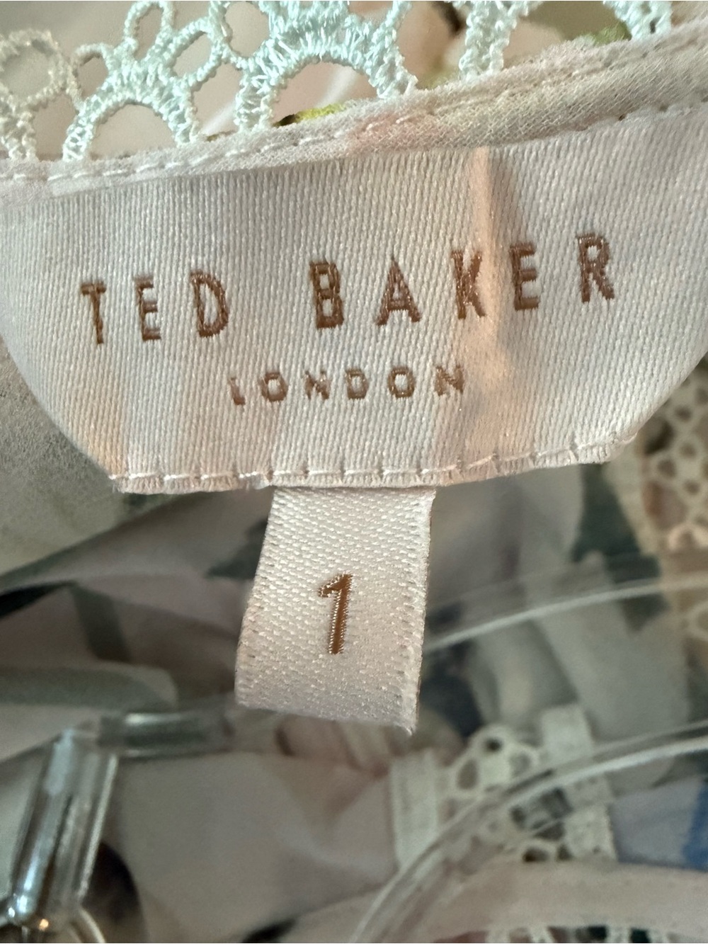 Ted Baker Cerloe Floral Midi Nude Pink White Crochet Details Dress Size 1 US 4 - Picture 4 of 5